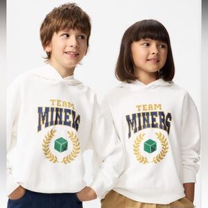 Uniqlo White Minecraft Team Miners Kids Hoodie